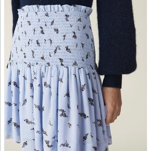 Ganni Printed Georgette Smocked Mini